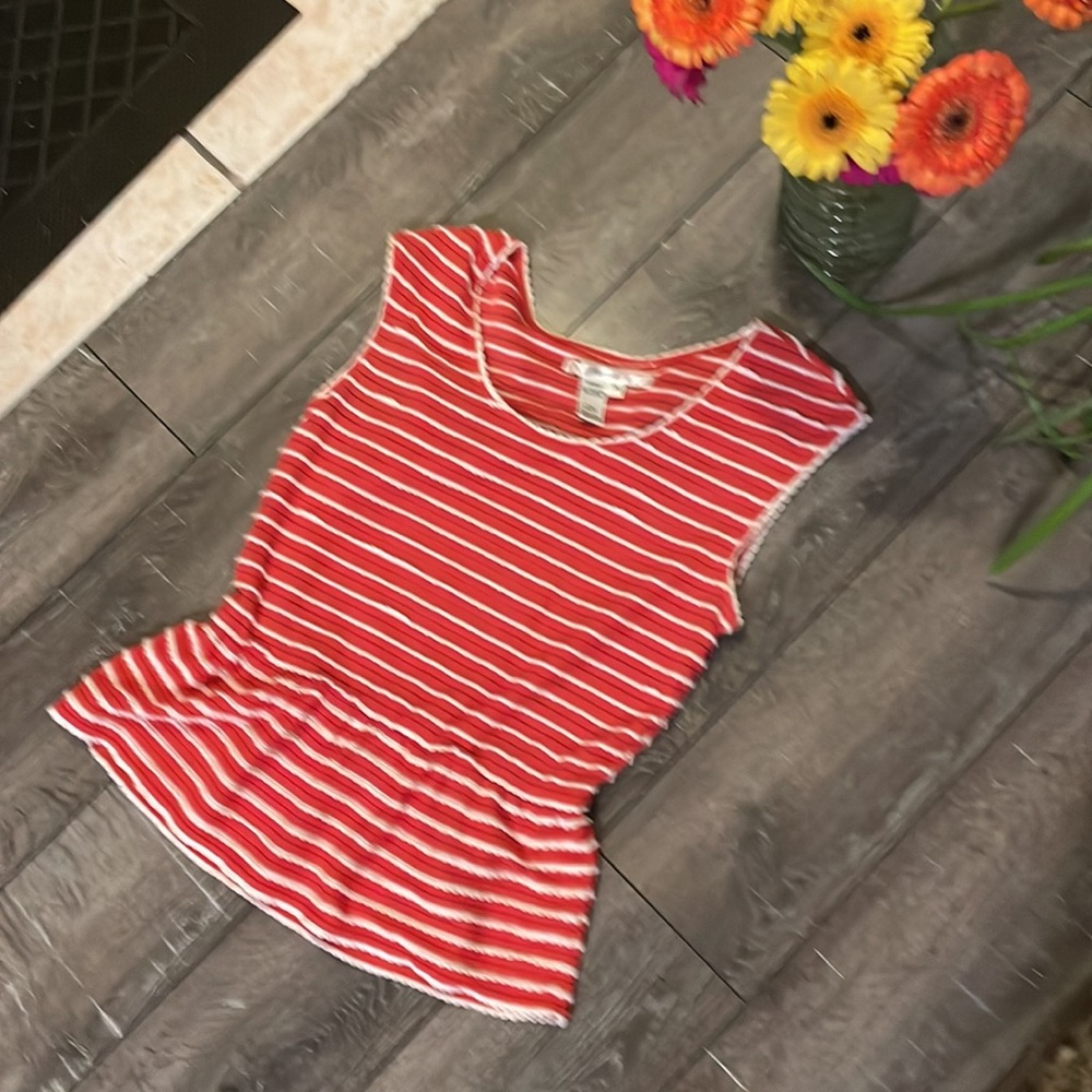 Studio M - happy, short-sleeve/tank top with peplum waist- EUC- worn once only🧡
